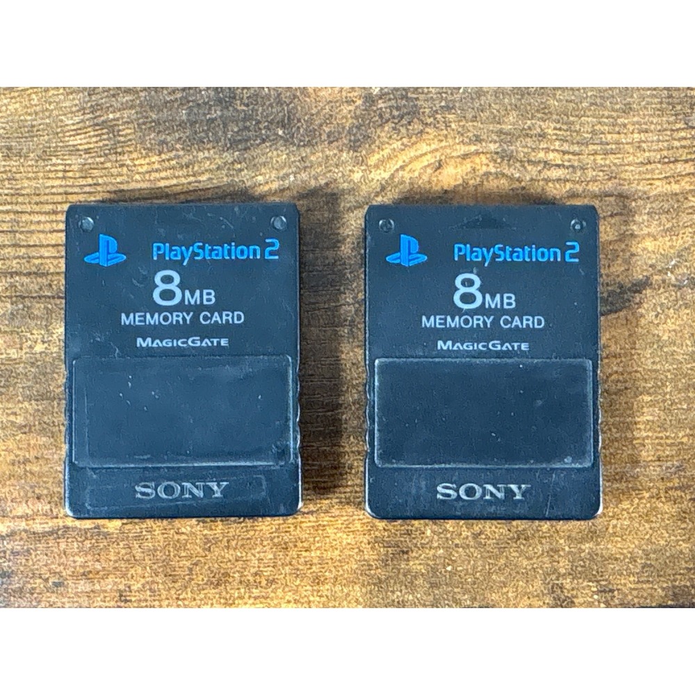 Sony‎ PlayStation 2 8MB MagicGate Memory Card SCPH-10020 Black Lot of 2 PS2 OEM